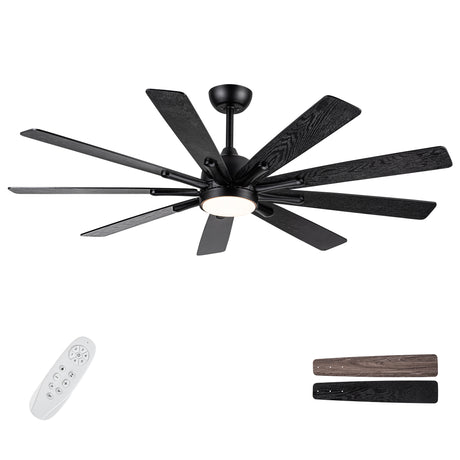 Mordern Farmhouse 62 In Black Ceiling Fan with Smart App and Remote Control - V.I.P Digital Presence