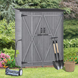 Outdoor 5.3ft Hx4.6ft L Wood Storage Shed Tool Organizer,Garden Shed, Storage Cabinet with Waterproof Asphalt Roof Gray - V.I.P Digital Presence