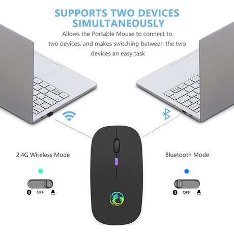 Wireless Mouse Bluetooth RGB Rechargeable Mouse Wireless Computer Silent Mause LED Backlit Ergonomic Gaming Mouse For Laptop PC - V.I.P Digital Presence