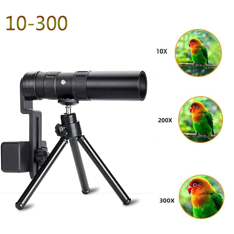Telescopio monocular de metal militar táctico para exteriores, con zoom de 10-300, ideal para acampar, senderismo, caza y pesca, herramienta de bolsillo 