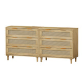3-Drawers Rattan Storage Cabinet Rattan Drawer (Set of 2),for Bedroom,Living Room,Dining Room,Hallways,Oak - V.I.P Digital Presence