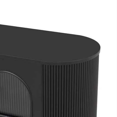 U-Can Modern TV Stand for TVs up to 80 Inches with 4 Cabinets with Metal Legs and Handles for Living room, Black - V.I.P Digital Presence