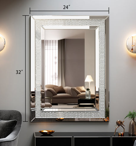 Large Wall-Mounted Silver Decorative Rectangular Wall Mirror for Home, Living Room, Bedroom, Entryway (clear HD mirror) - V.I.P Digital Presence