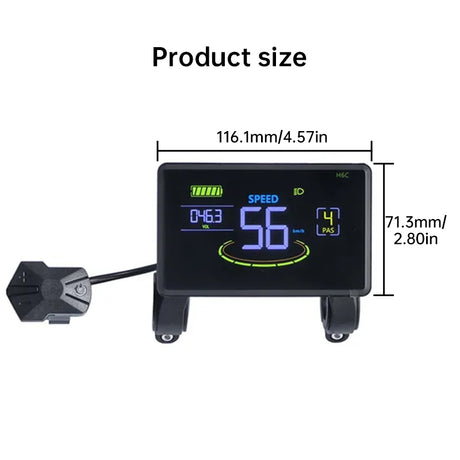 Waterproof color LCD meter H6C for e-bikes, SM/weatherproof connector, smart e-bike screen with USB. - V.I.P Digital Presence