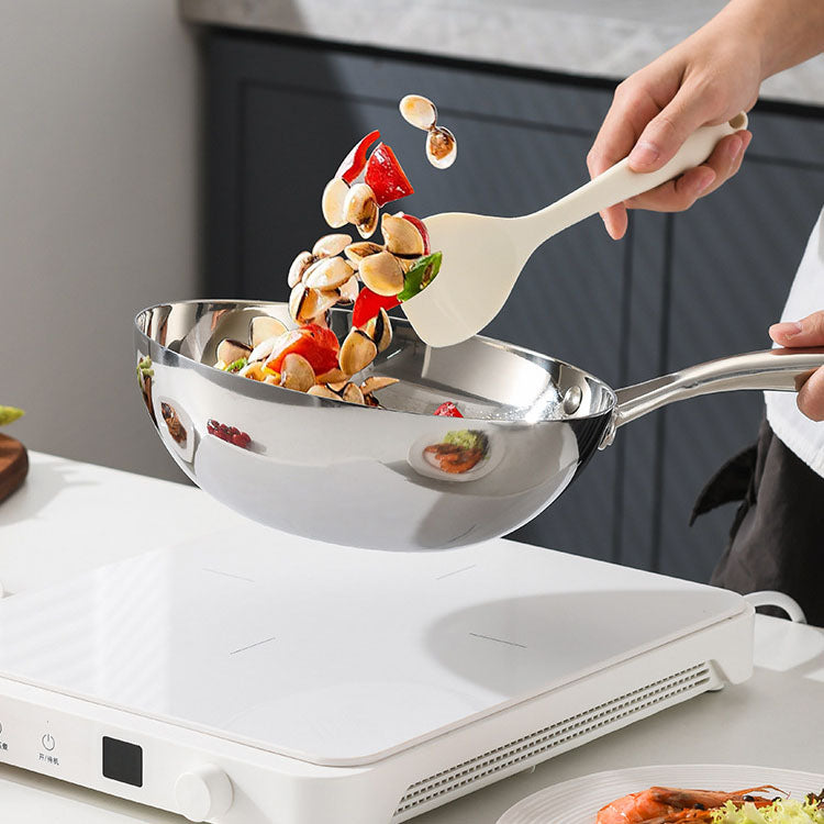 316 stainless steel uncoated complementary food pan, breakfast stir fry pan, non stick, low oil fume, deep frying pan, flat bottomed frying pan - V.I.P Digital Presence