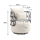 COOLMORE Upholstered Tufted Living Room Chair Textured Linen Fabric Accent Chair with Metal Stand - V.I.P Digital Presence