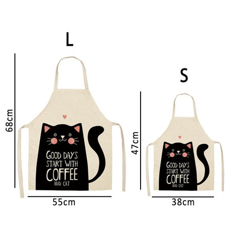 1Pcs Cotton and linen creative European and American cartoon cute cat apron - V.I.P Digital Presence