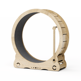 Indoor cat treadmill with carpet, tear device and latch natural wood, 39.4 inches long x 13.2 inches wide x 41.3 inches high - V.I.P Digital Presence