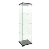 4 LED light glass display cabinets with door shelves, floor standing antique bookshelf, 64.7 "* 16.7" * 14.3 ", black - V.I.P Digital Presence
