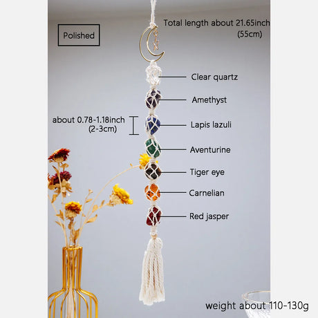 Natural Crystal Seven Color Gemstone White Rope Mesh Bag Hand woven Car Hanging Polishing Gemstone Jewelry Pendant - V.I.P Digital Presence
