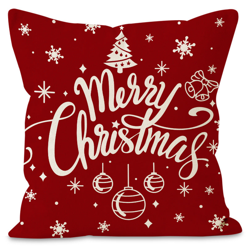 Christmas red ball pillow cover Christmas holiday themed home decoration pillowcase linen waist pillow - V.I.P Digital Presence