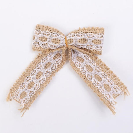 Vintage Natural Jute Burlap Lace Bows Ribbon Wedding Party Decoration Gift Box Packaging DIY Decoration Bowknot - V.I.P Digital Presence