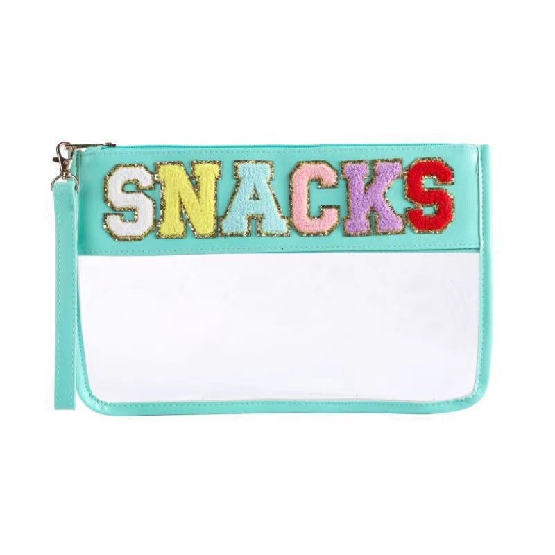 Snack sac de rangement transparent PVC zip pochette broderie lettre Hand Makeup Pack portable pu sac de toilette étanche - V.I.P Digital Presence