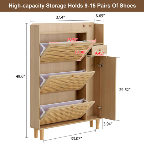 Modern minimalist storage cabinet MDF bed top cabinet Japanese rattan shoe cabinet, small home furniture - V.I.P Digital Presence