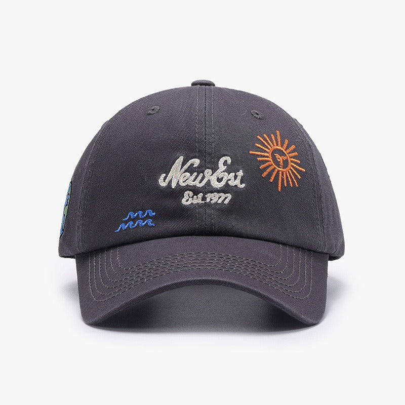 Gorra de béisbol con visera curva para exteriores, versátil, sencilla, con bordado de letras, con borde cruzado y protector solar, color negro para mujer