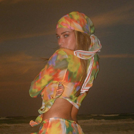 Cross-border New Beach Chiffon Headscarf Swimsuit Set Multi-color 90*90 Square Scarf - V.I.P Digital Presence