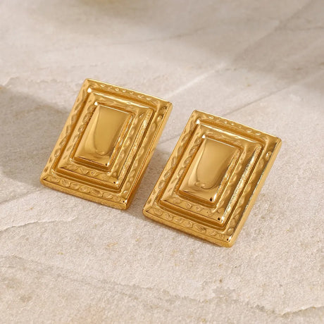 18K Gold-Plated Stainless Steel Square Shape Earrings - V.I.P Digital Presence