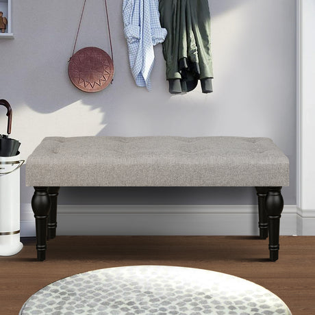 Ottoman Bench 4-thickened Roman Column Feet French Upholstered Bedside Bench For Bedroom Living Room Entryway - V.I.P Digital Presence