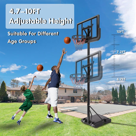 Basketball Hoop Basketball System 4.76-10ft Height Adjustable with 4 Basketball, Net Pocket, Inflator Set - V.I.P Digital Presence