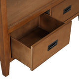 36'' Farmhouse Pine Wood Console Table Entry Sofa Table with 4 Drawers & 1 Storage Shelf (Brown) - V.I.P Digital Presence