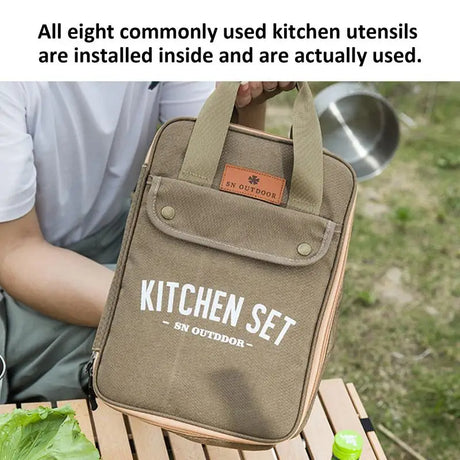 Camping Kitchen Set 8pcs Camping Outdoor Cookware Kit Stainless Steel Camping Tool Travel Set And Utensil Organizer Storage bag - V.I.P Digital Presence