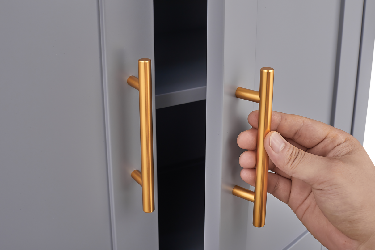 Grey metal kitchen storage cabinet, kitchen pantry storage cabinet with door and shelf, adjustable leveling feet - V.I.P Digital Presence