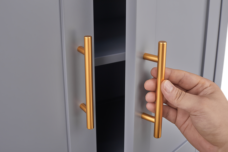 Grey metal kitchen storage cabinet, kitchen pantry storage cabinet with door and shelf, adjustable leveling feet - V.I.P Digital Presence