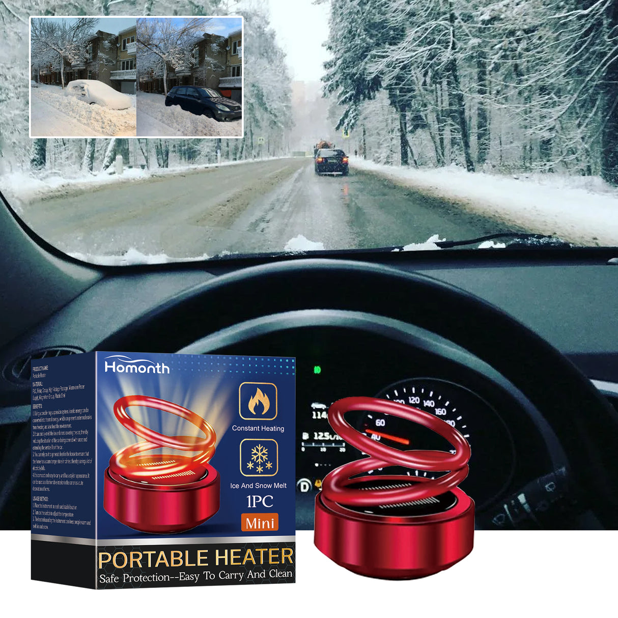 Portable Dynamic Molecular Heater, Car Window Snow, Ice And Fog Removal Convenient Heater - V.I.P Digital Presence