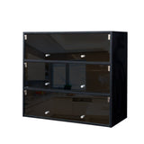 Black Glass Door Shoe Box Shoe Storage Cabinet With RGB Led Light - V.I.P Digital Presence
