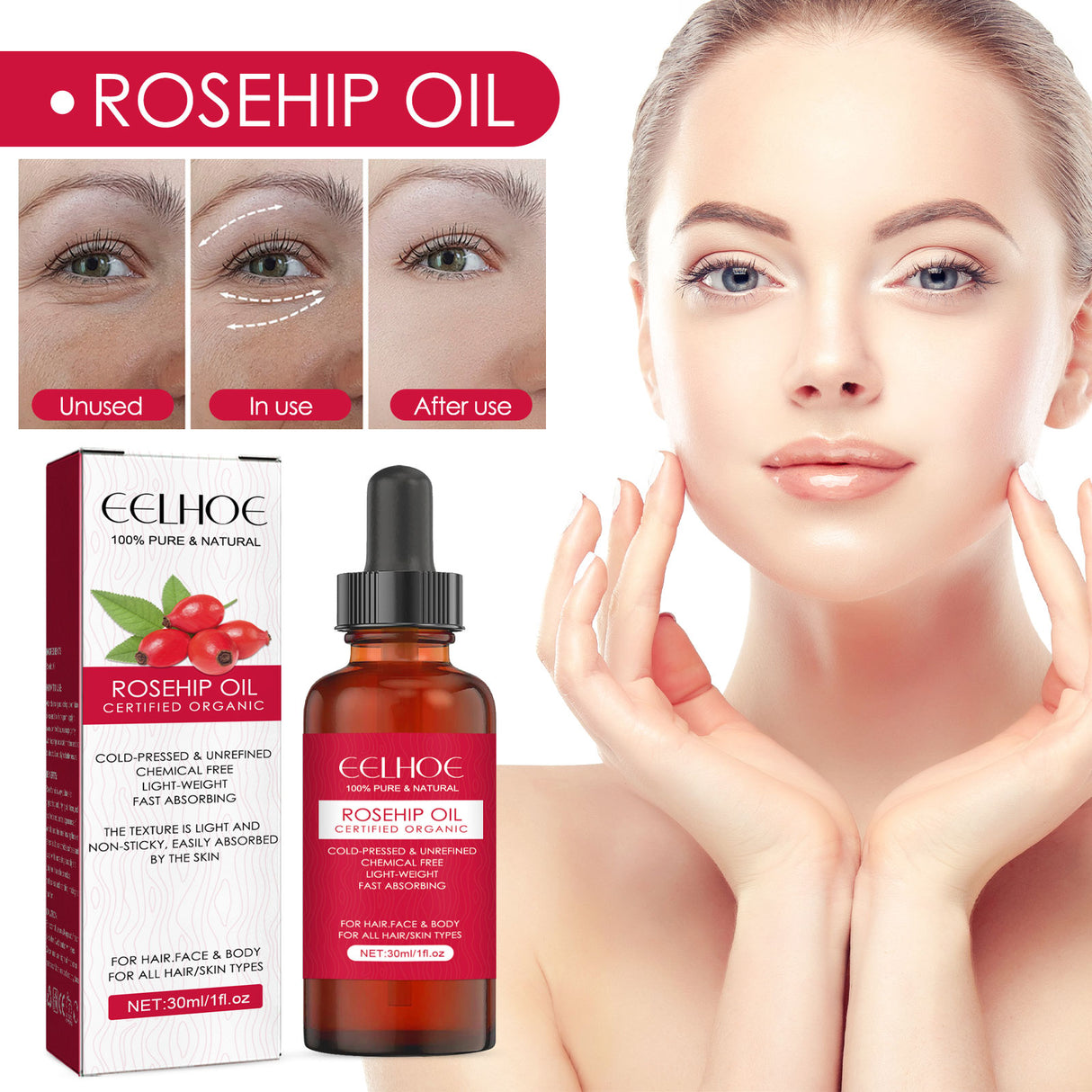 Rose Hip Facial Essential Oil Facial Body Moisturizing Skin care Supple Hair Care Massage Essential Oil - V.I.P Digital Presence