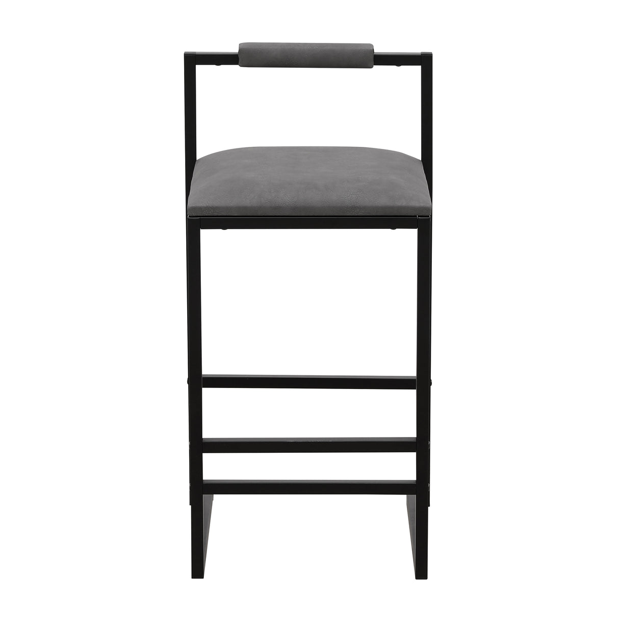 Set of 2 Counter Height Barstools Kitchen Island Stools (Gray with Back)