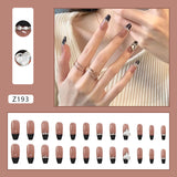 Black French Long Wearing Nail Rhinestone Love Chain Removable Fake Nail Nail Piece Nail Sticker Manicure Nail - V.I.P Digital Presence