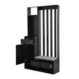 39.3'W70.8'H multifunctional corridor shoe cabinet with soft padded nail board and black hanger with entrance hook - V.I.P Digital Presence