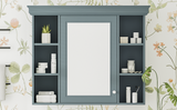 35 ''x 28' 'blue wall mounted bathroom storage cabinet with mirror door and medication cabinet with 6 open shelves - V.I.P Digital Presence