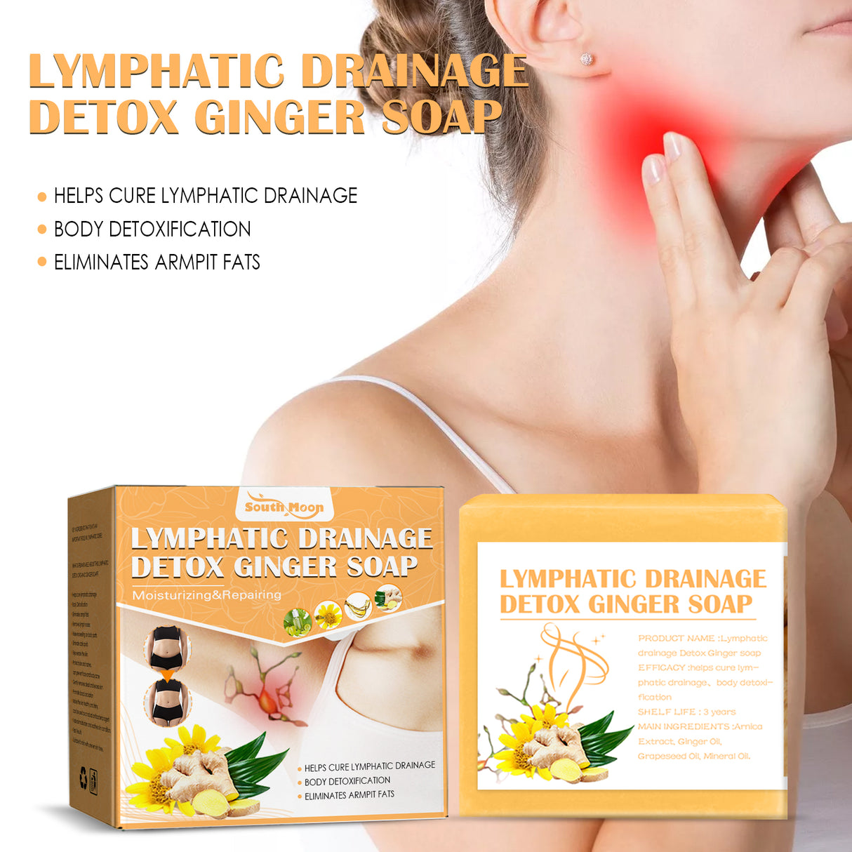 Lymphatic Drainage Detox Ginger Soap, Body Armpit Leg Caking Meridian Lymphatic Relief Venous Care Soap - V.I.P Digital Presence