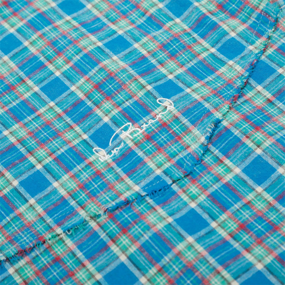 Plaid Long Sleeve Shirt Men's Spring Autumn Japanese Style Versatile Loose Casual Spliced Frayed Plaid Dress Shirt - V.I.P Digital Presence