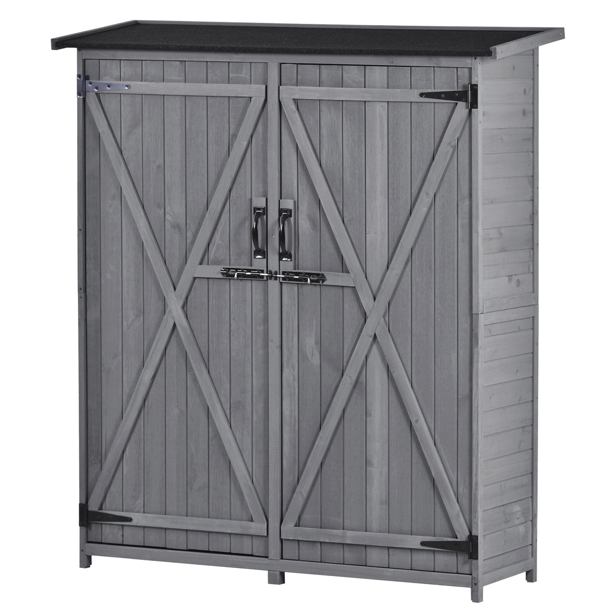 Outdoor 5.3ft Hx4.6ft L Wood Storage Shed Tool Organizer,Garden Shed, Storage Cabinet with Waterproof Asphalt Roof Gray - V.I.P Digital Presence