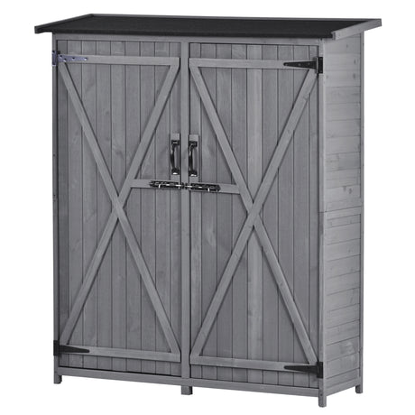 Outdoor 5.3ft Hx4.6ft L Wood Storage Shed Tool Organizer,Garden Shed, Storage Cabinet with Waterproof Asphalt Roof Gray - V.I.P Digital Presence
