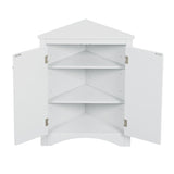White Triangle Bathroom Storage Cabinet with Adjustable Shelves, Freestanding Floor Cabinet for Home Kitchen - V.I.P Digital Presence
