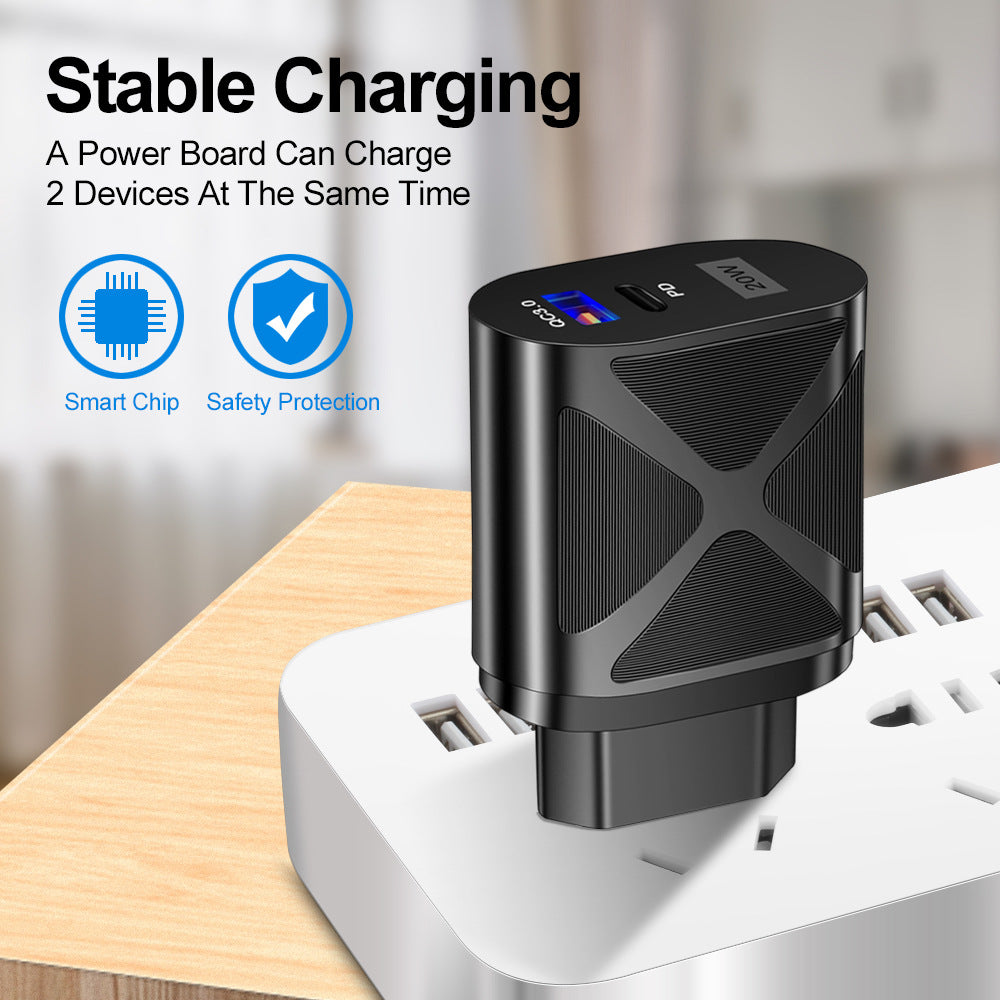 LED luminous PD20W+QC3.0 4A mobile phone charger fast charging dual port fast charging head - V.I.P Digital Presence