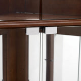 Corner Curio Dispaly Cabinet with Lights, Adjustable Tempered Glass Shelves, Mirrored Back,Walnut(E26 light bulb not included) - V.I.P Digital Presence