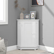 White Bathroom Cabinet Triangle Corner Storage Cabinet with Adjustable Shelf Modern Style MDF Board - V.I.P Digital Presence