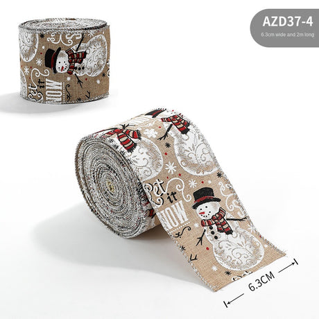 Christmas ribbon imitation linen ribbon decoration bow accessories snowflake Christmas ribbon in stock - V.I.P Digital Presence