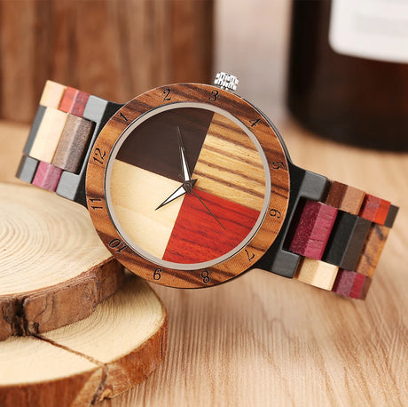 Vintage Wood Pattern Dial Quartz Watch for Men Women Colorful Wooden Bangle Watch Band Stylish Natural Wooden Couple Wristwatch - V.I.P Digital Presence