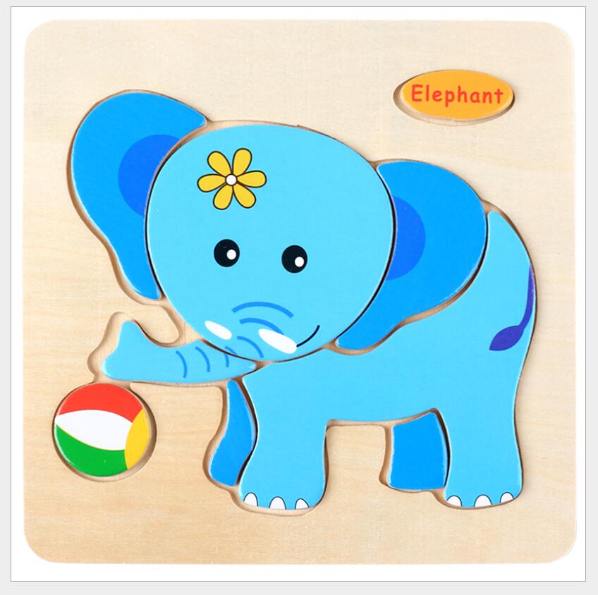Rompecabezas 3D de madera para niños, juguete educativo de aprendizaje temprano con dibujos de animales, vehículo, rompecabezas de madera, #L505