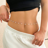 Double layered waist chain, geometric sequins, waist chain, beach party, imitation pearl body chain, fashionable - V.I.P Digital Presence