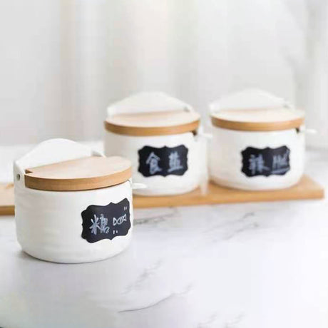 Creative Ceramic Seasoning Can, Flavor Utensil Box, Seasoning Bottle, Half Round Flip Top Seasoning Can, Chili Can - V.I.P Digital Presence