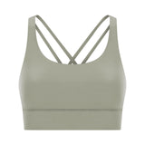 Cross back yoga bra brushed bare high-strength shock-absorbing gathering sports vest for women - V.I.P Digital Presence