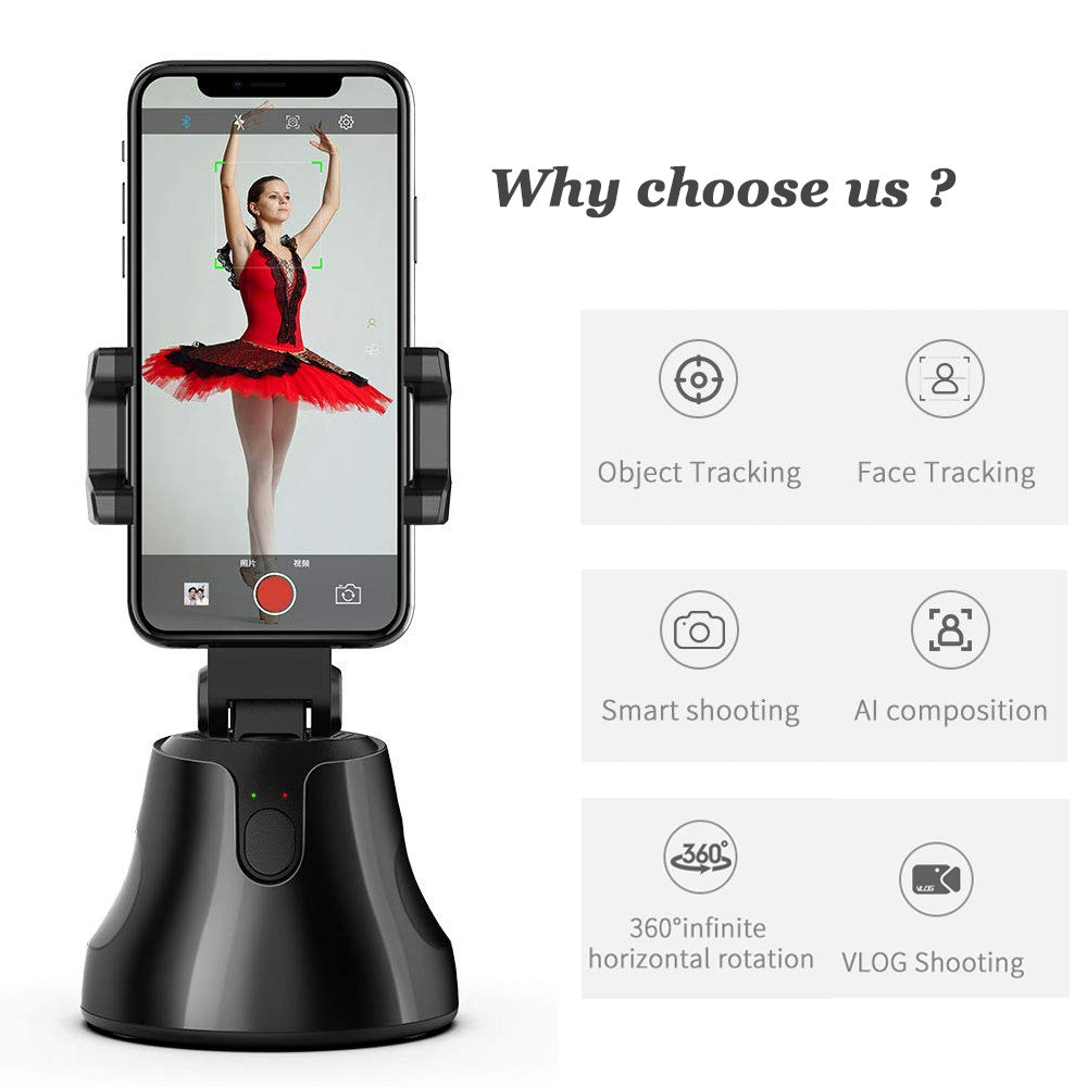Palo selfie portátil todo en uno con disparo inteligente automático, rotación de 360°, seguimiento facial automático, seguimiento de objetos, soporte para teléfono con cámara para vlogs 