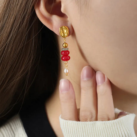 Natural Stone Freshwater Pearl Dangle Earrings - V.I.P Digital Presence